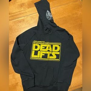 RARE SPECIAL ADDITION Doughnuts and Deadlifts Star Wars Death Star sweatshirt